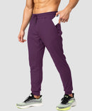 men's mid-waist zipper pockets joggers in wine - zipper pocket detail view