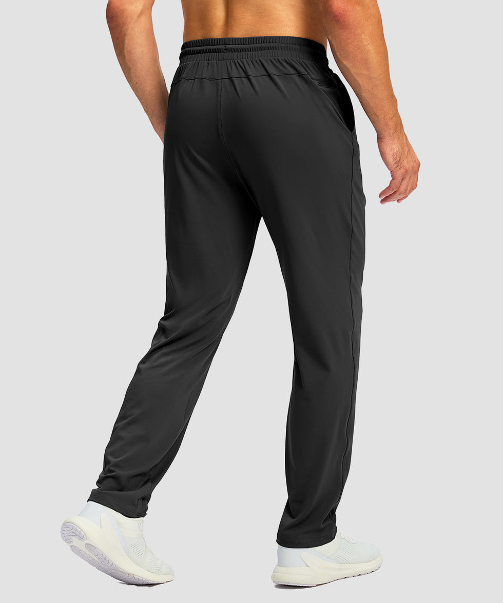men's mid rise tapered pants in black - back view