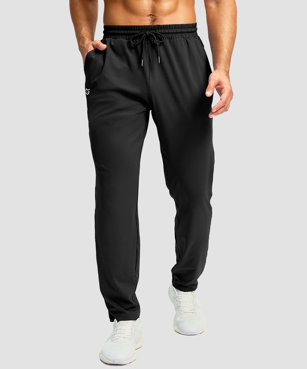 men's mid rise tapered pants in black - front view