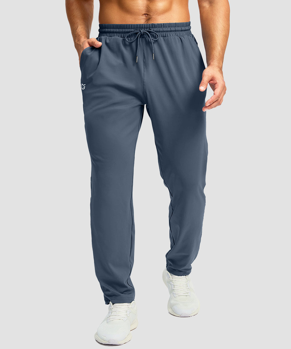 men's mid rise tapered pants in dusty blue - front view