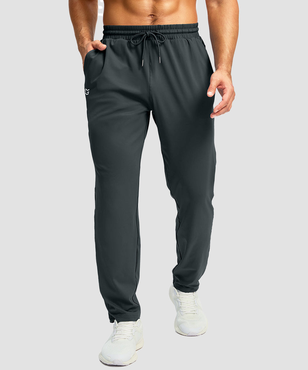 men's mid rise tapered pants in gray - front view
