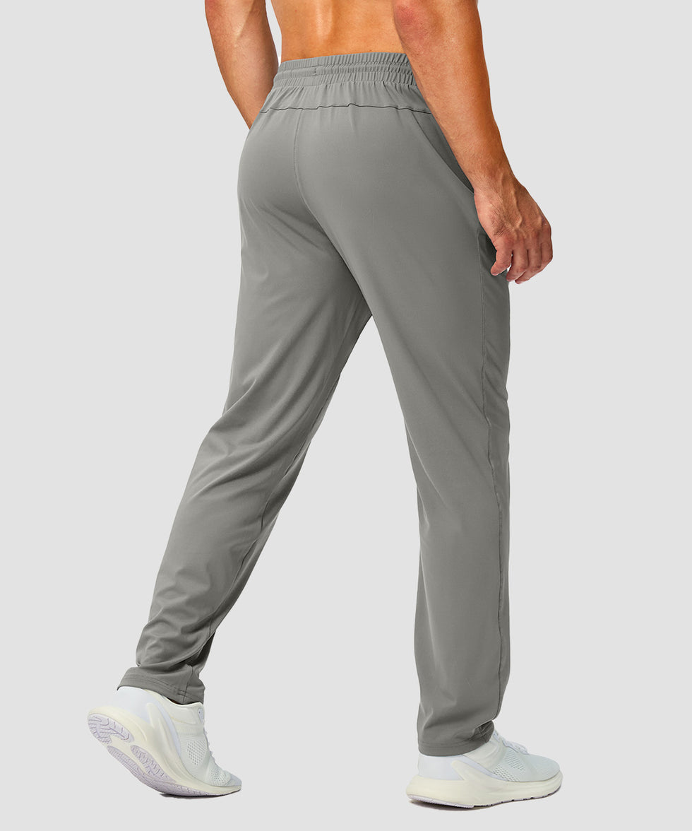men's mid rise tapered pants in light gray - back view
