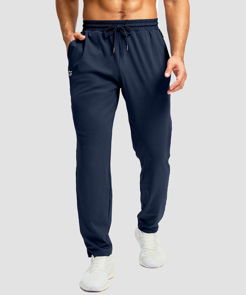 men's mid rise tapered pants in navy - front view