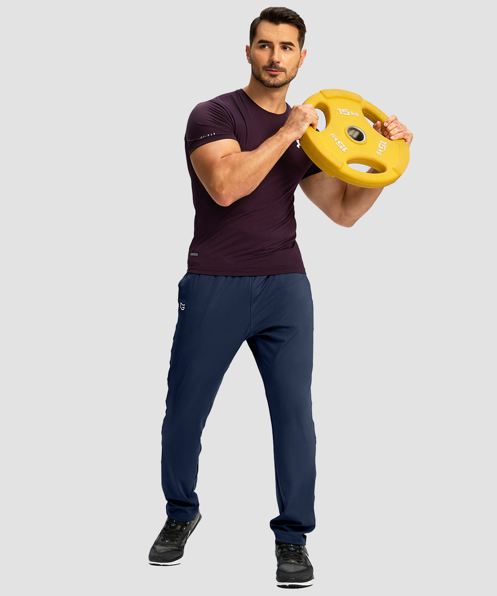 men's mid rise tapered pants in navy - matching outfits view
