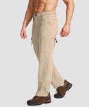 men's multi-pocket hiking pants in light khaki - side view