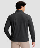 men's quarter zip golf pullover with chest pocket in heather black - back view