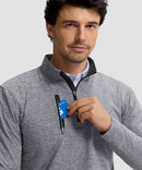 men's quarter zip golf pullover with chest pocket in heather light gray - chest pocket detail