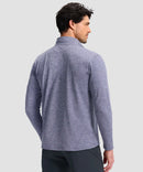 men's quarter zip golf pullover with chest pocket in heather purple gray - back view