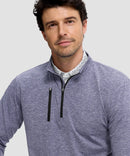 men's quarter zip golf pullover with chest pocket in heather purple gray - collar detail