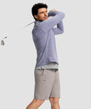 men's quarter zip golf pullover with chest pocket in heather purple gray - matching outfits