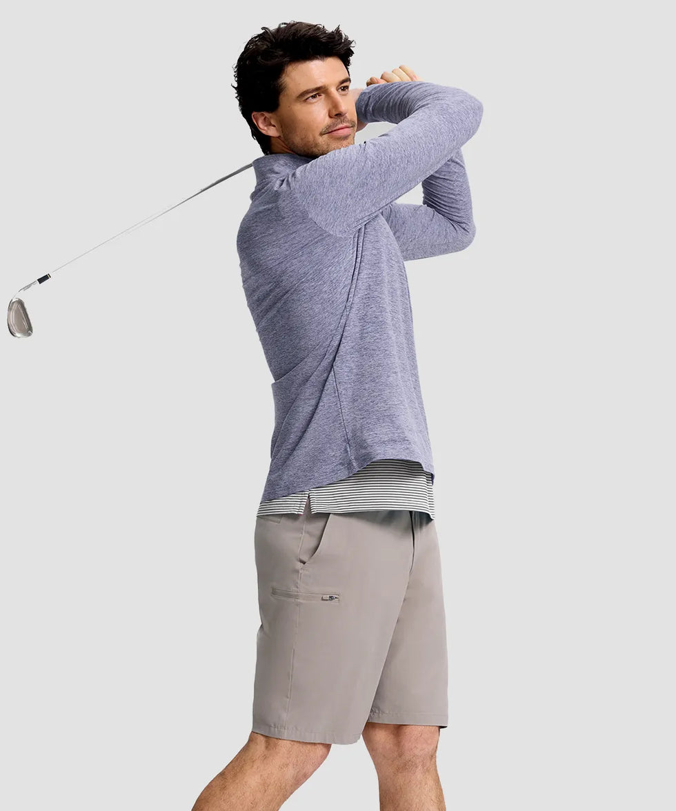 men's quarter zip golf pullover with chest pocket in heather purple gray - matching outfits