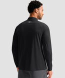 men's quarter zip performance pullover in black - back view
