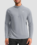 men's quarter zip performance pullover in cloudy gray - front view