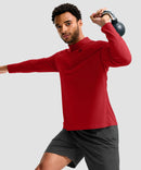 men's quarter zip performance pullover in dark red - side view