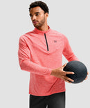 men's quarter zip performance pullover in heather brick red - matching outfits view
