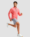 men's quarter zip performance pullover in heather brick red - side view