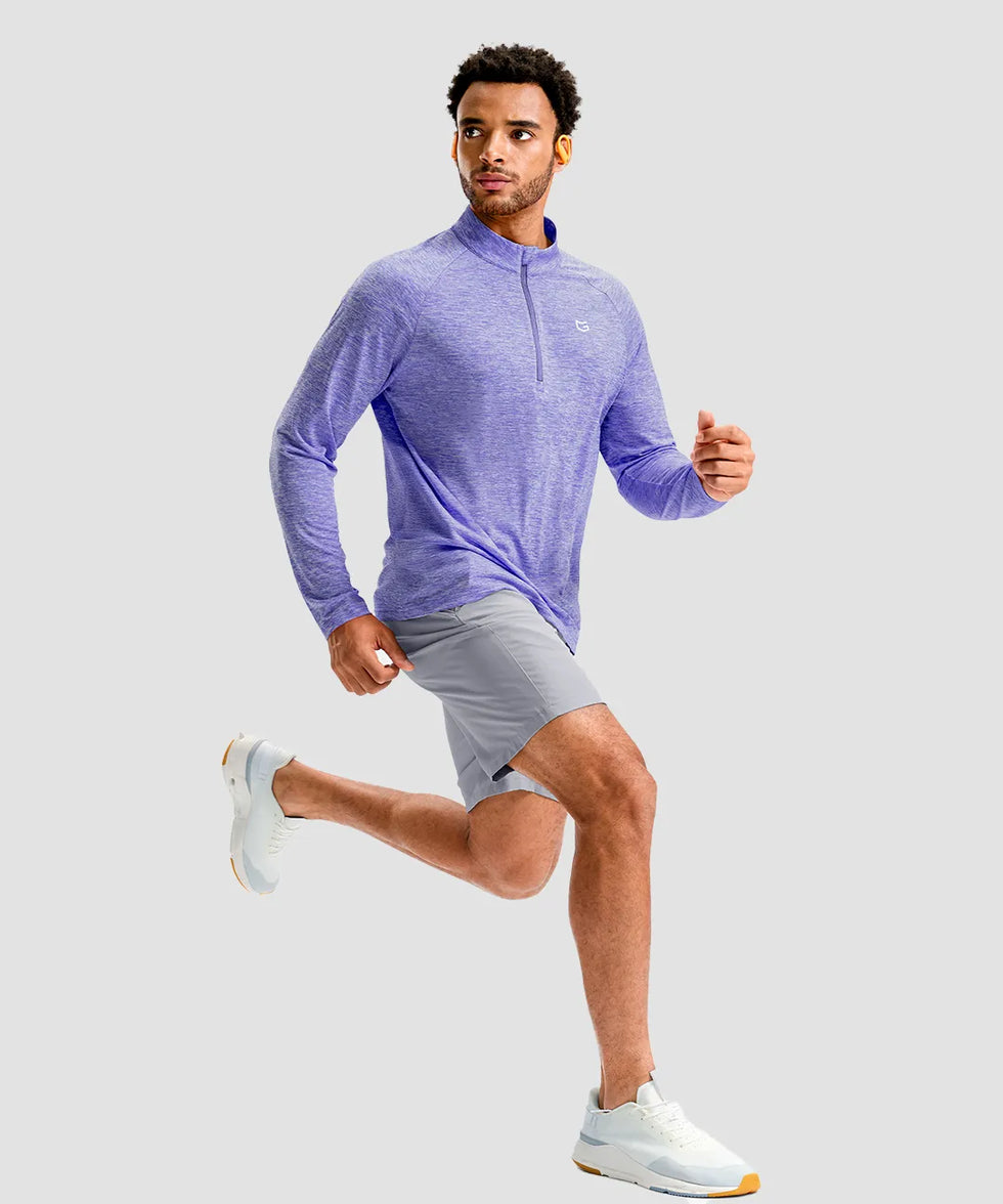 men's quarter zip performance pullover in heather purple - matching outfits view