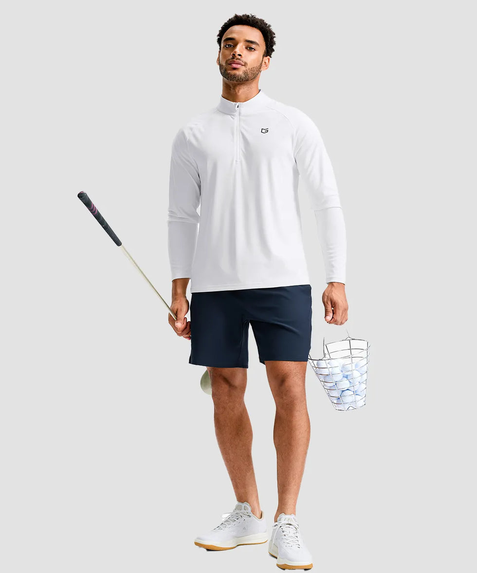 men's quarter zip performance pullover in white - matching outfits view