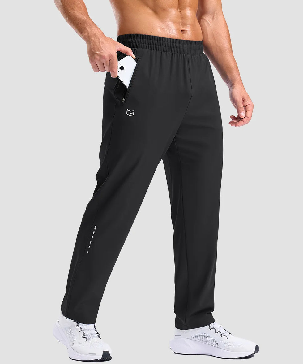 men's reflective dots zip pockets sweatpants in black - pocket detail
