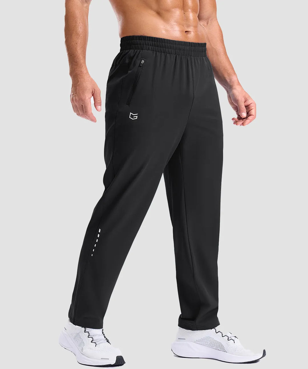 men's reflective dots zip pockets sweatpants in black - side view