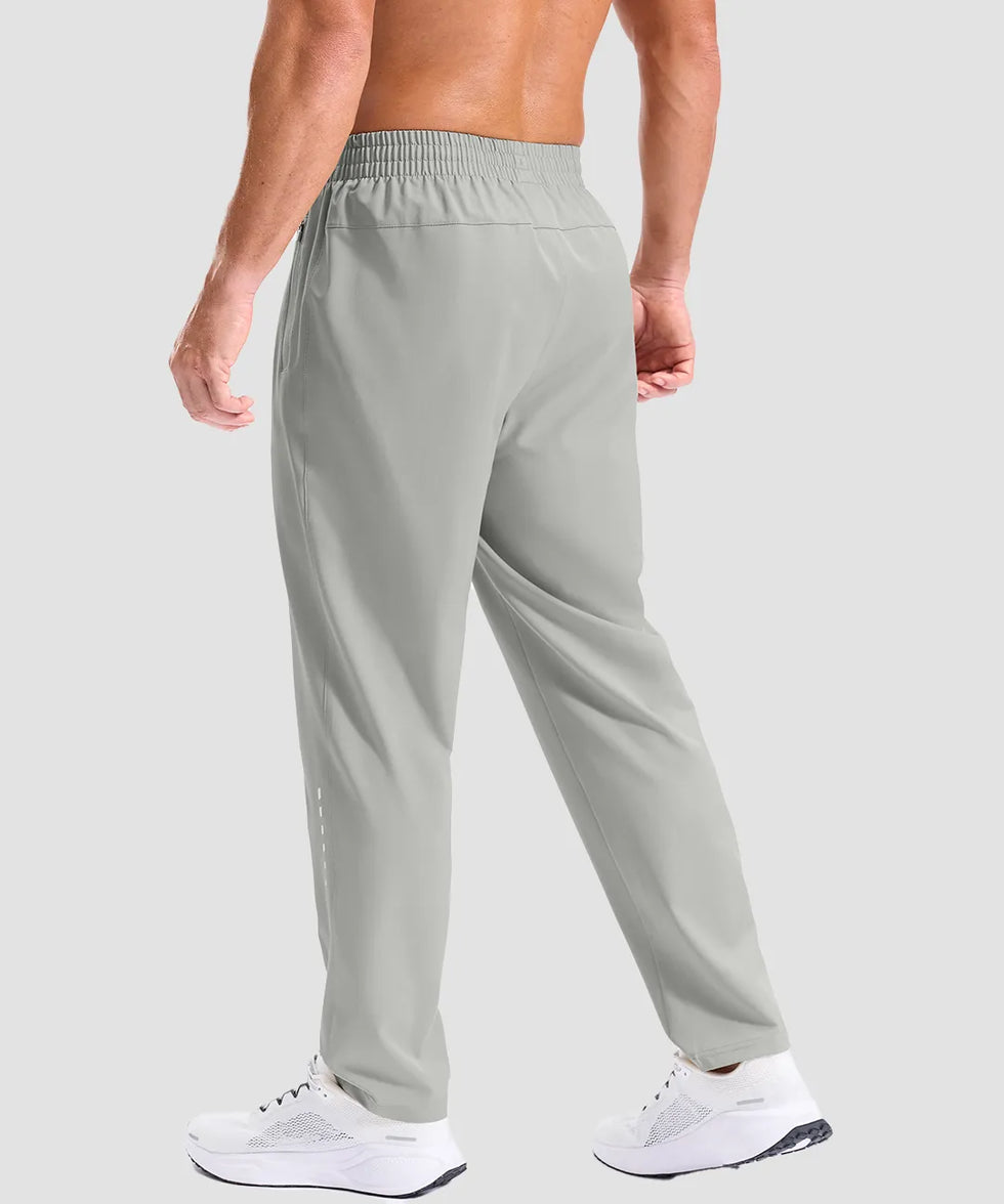 men's reflective dots zip pockets sweatpants in bright gray - back view