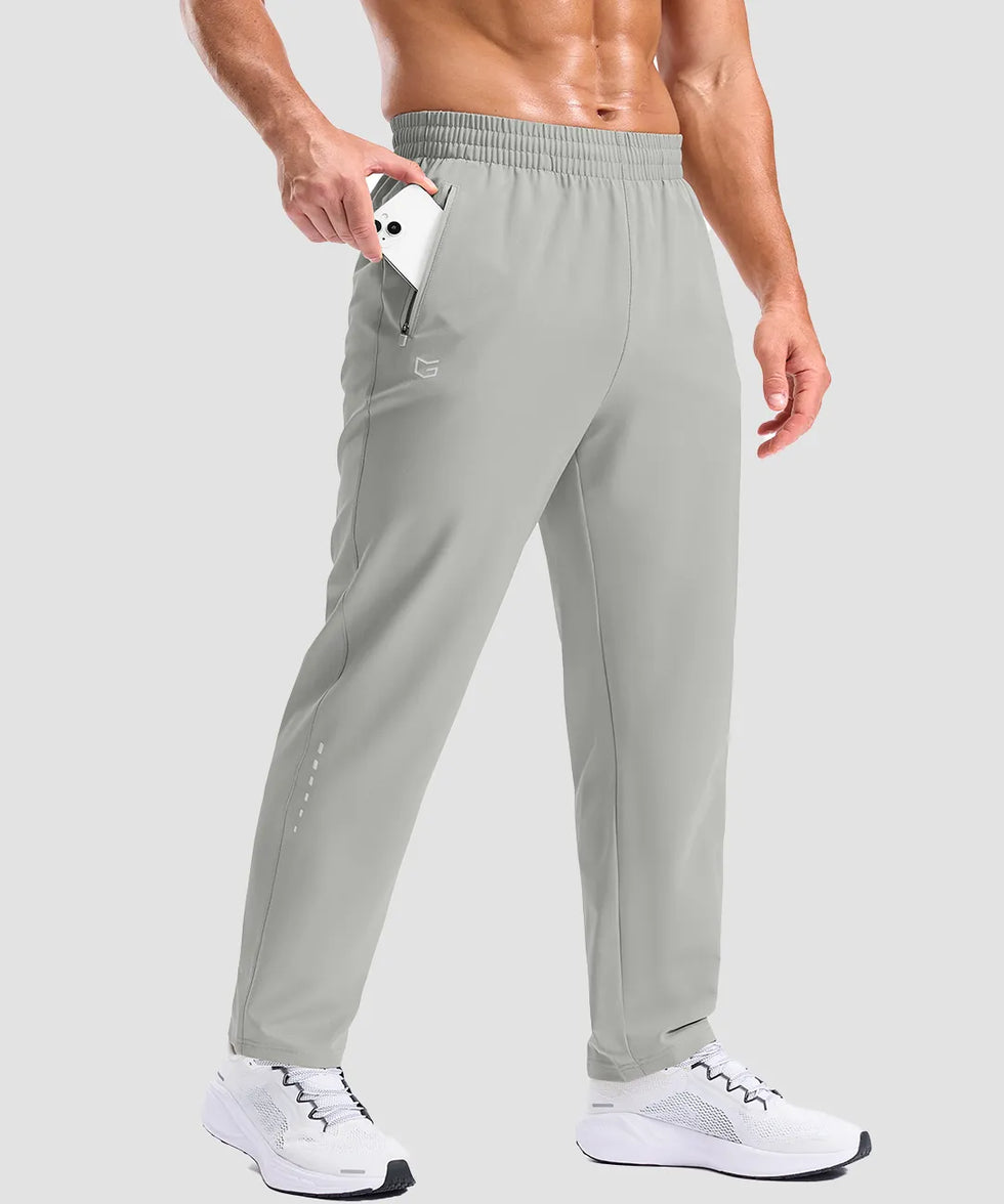 men's reflective dots zip pockets sweatpants in bright gray - pocket detail