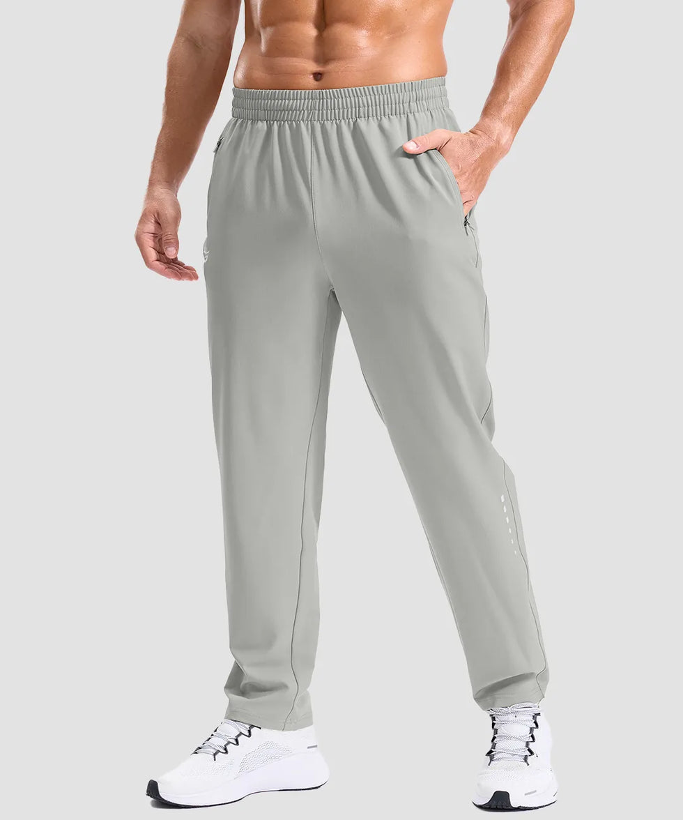 men's reflective dots zip pockets sweatpants in bright gray - side view