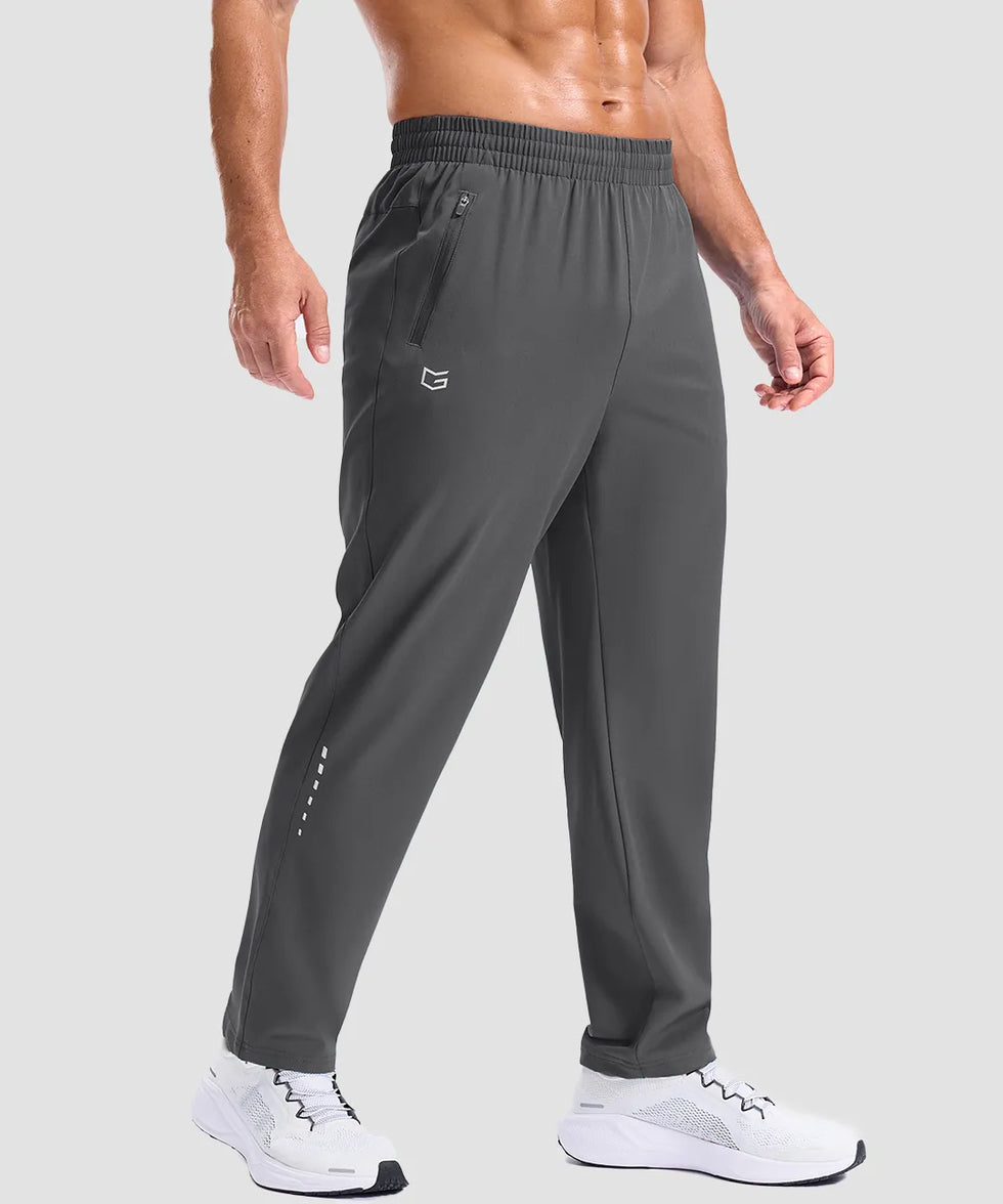 men's reflective dots zip pockets sweatpants in dark gray - side view