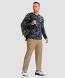 men's reflective dots zip pockets sweatpants in dark khaki - matching outfits view