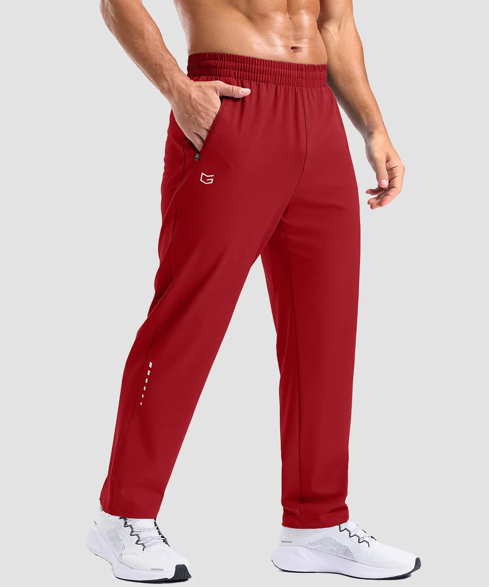 men's reflective dots zip pockets sweatpants in dark red - pocket detail