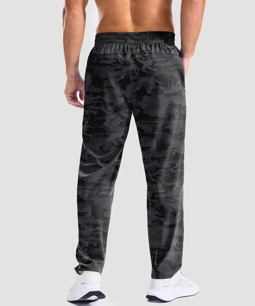 men's reflective dots zip pockets sweatpants in gray camo - back view