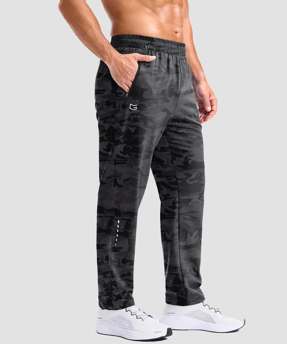 men's reflective dots zip pockets sweatpants in gray camo - side view
