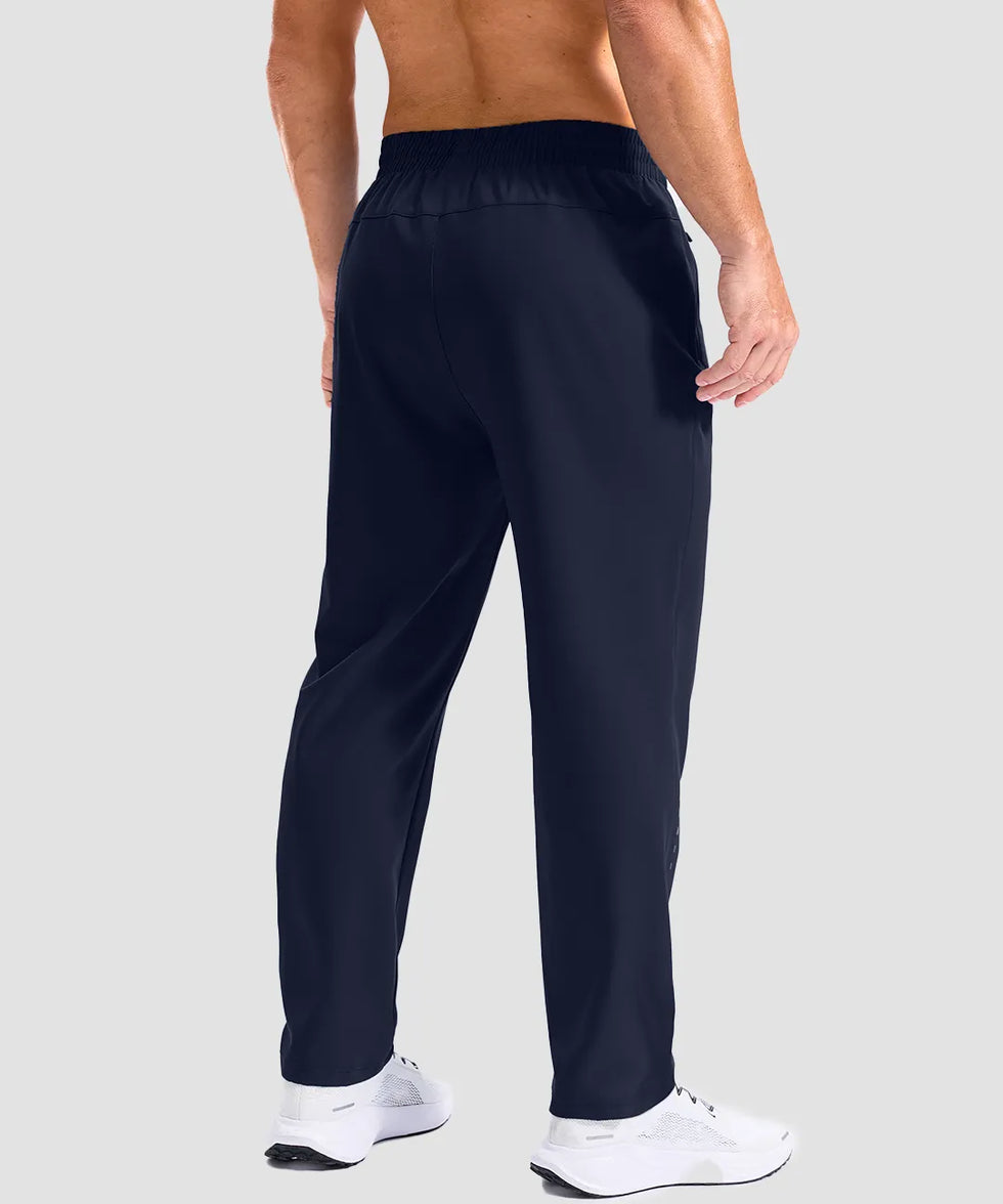 men's reflective dots zip pockets sweatpants in navy - back view