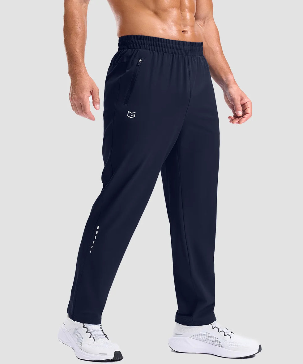 men's reflective dots zip pockets sweatpants in navy - side view
