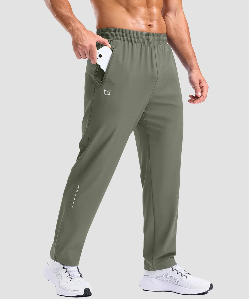 men's reflective dots zip pockets sweatpants in slate green - pocket detail