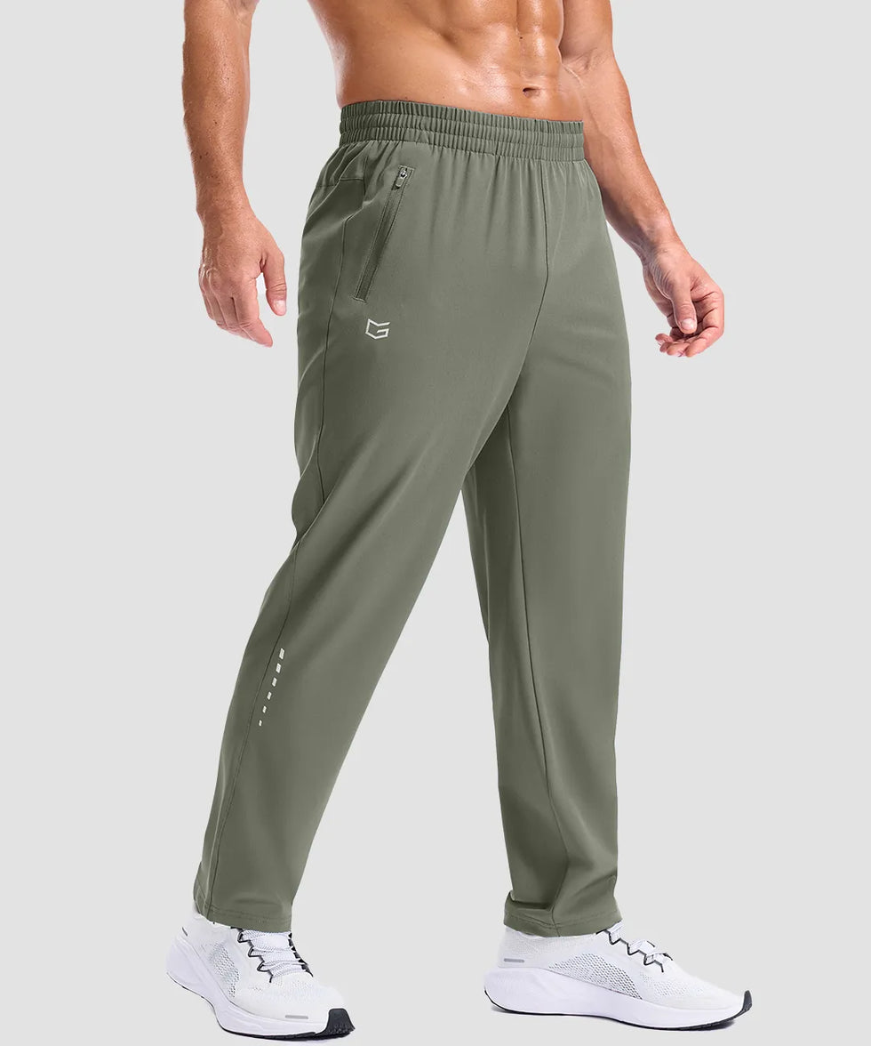 men's reflective dots zip pockets sweatpants in slate green - side view