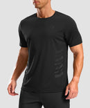 men's rubber strips short sleeve in black - side view