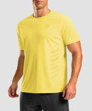 men's rubber strips short sleeve in yellow - front view