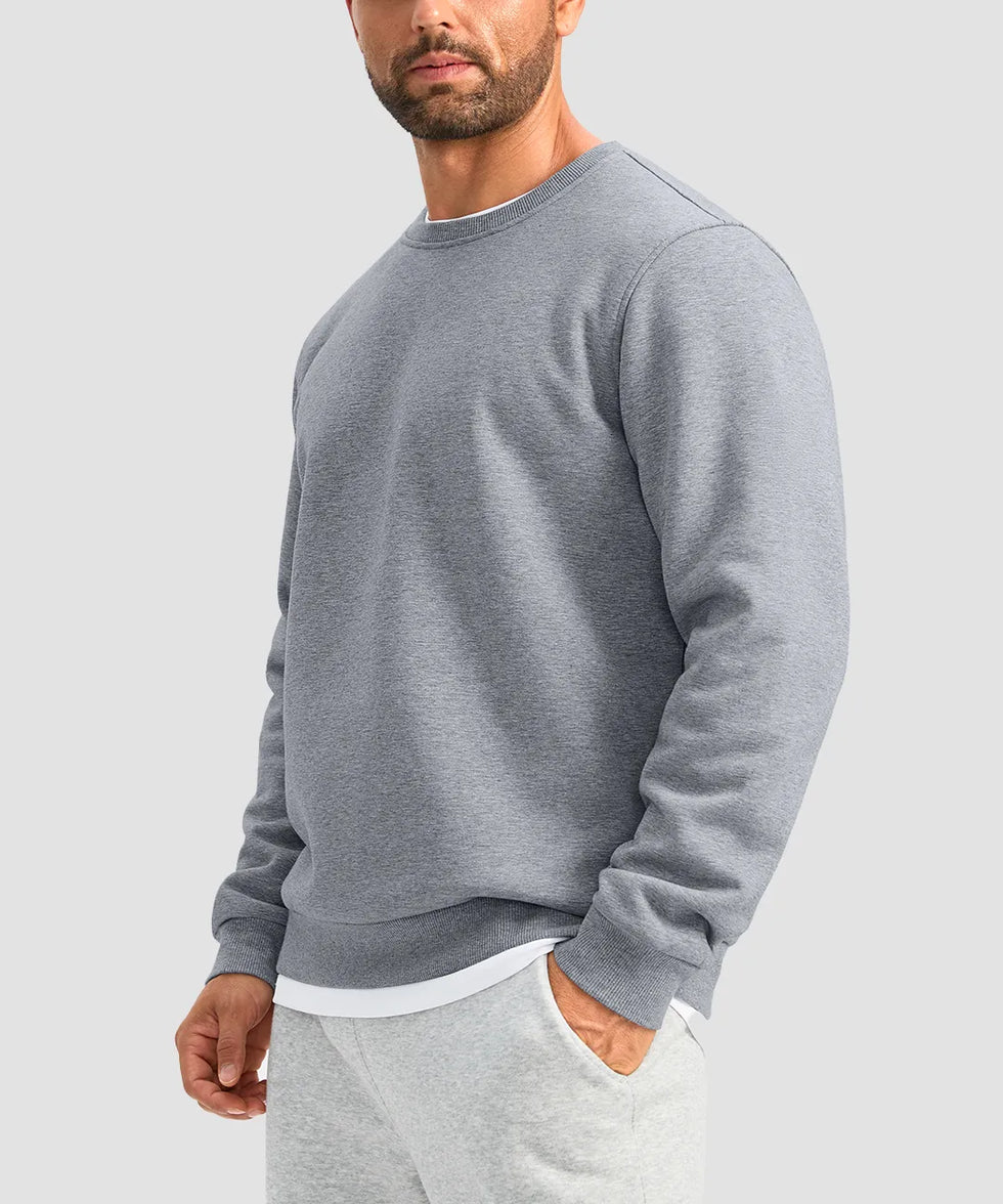 men's sherpa lined pullover sweatshirt in heather light gray - side view