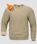 men's sherpa lined pullover sweatshirt in taupe - fabric detail view