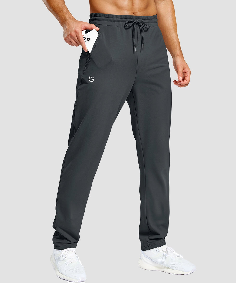 men's tall fleece-lined sweatpants in dark gray - pocket details view