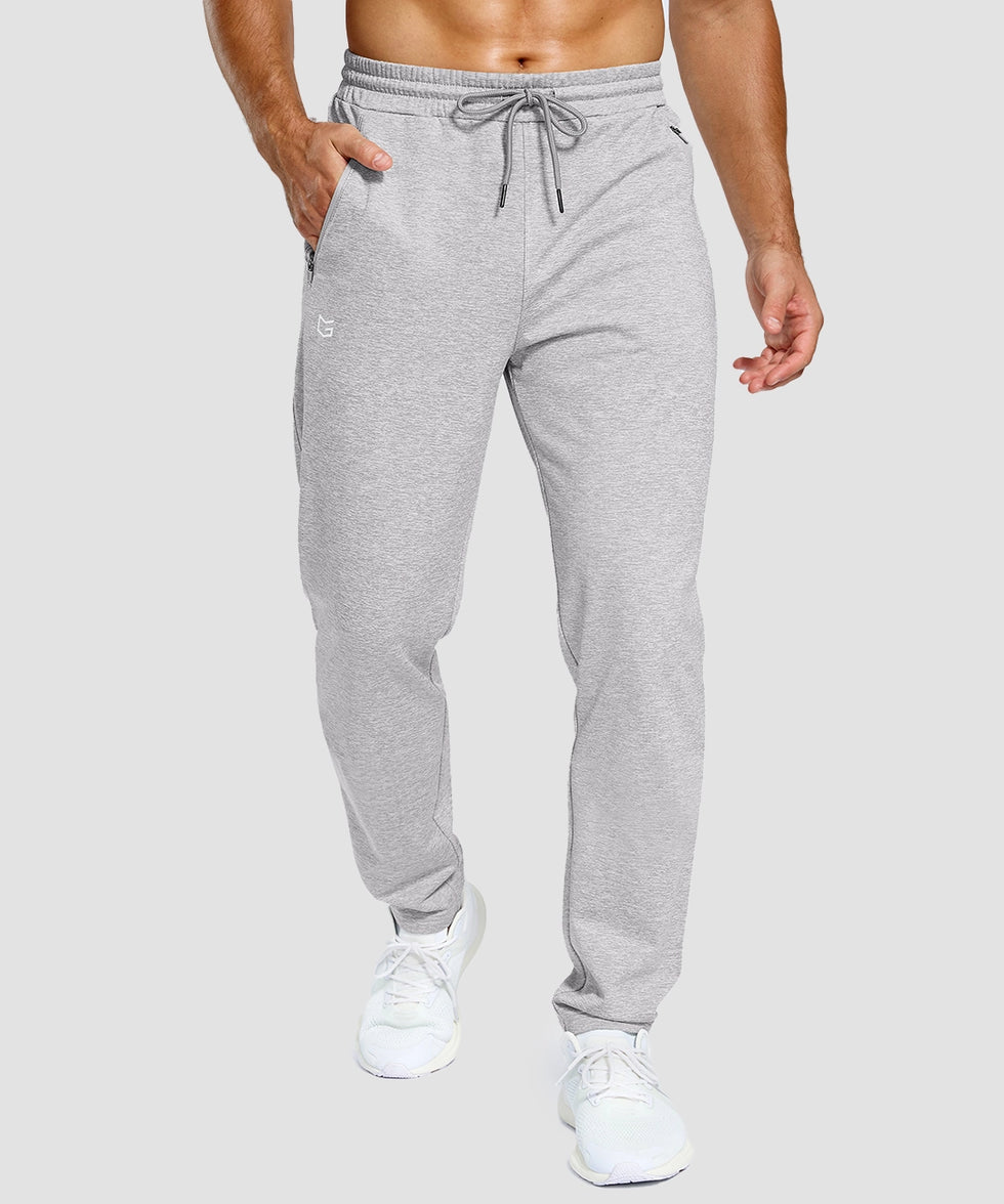 men's tall fleece-lined sweatpants in grayish white - front view