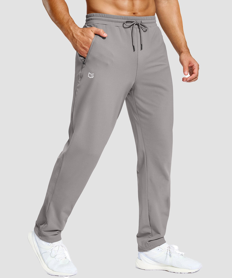 men's tall fleece-lined sweatpants in light gray - pocket details view
