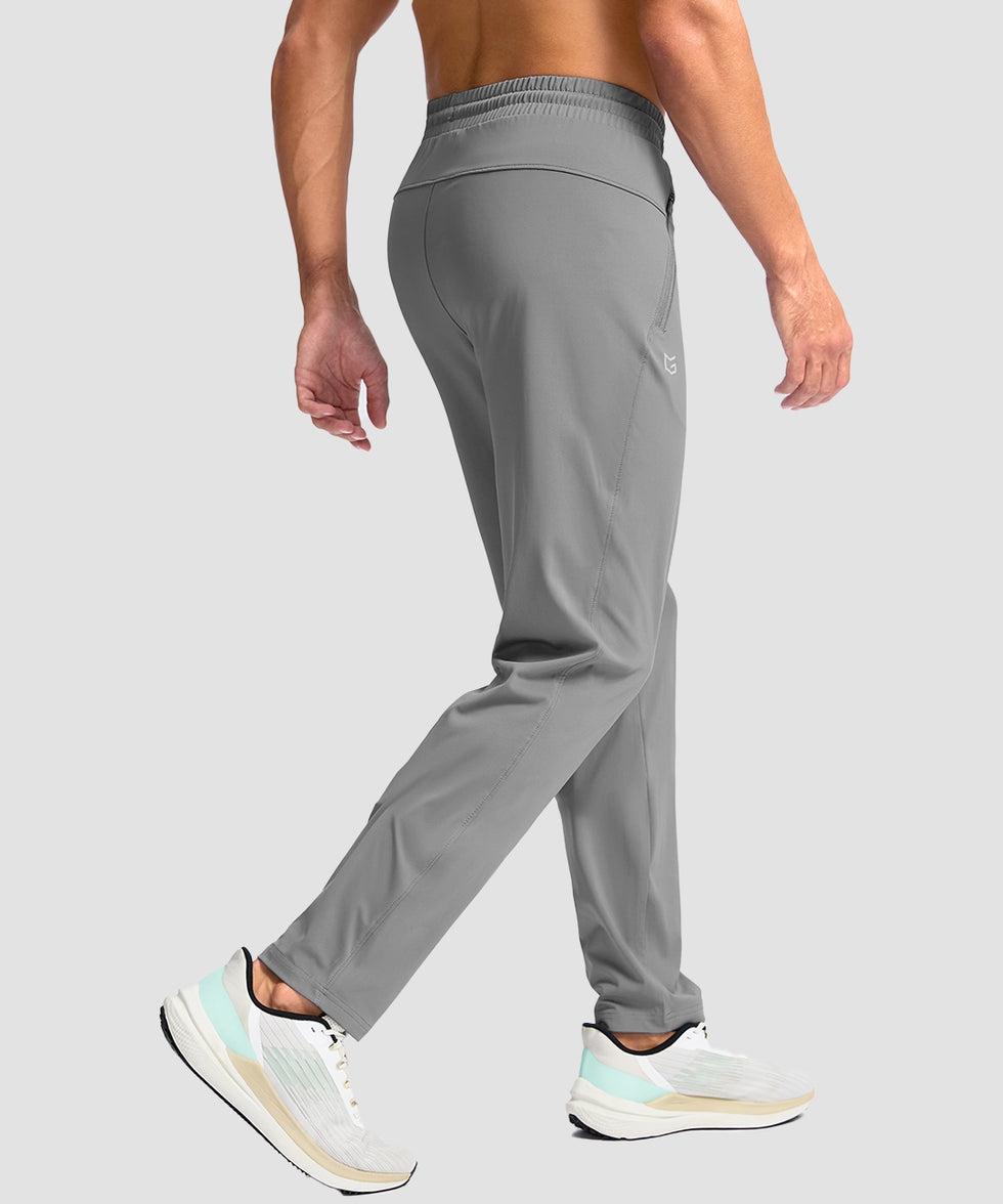 men's tall zip pocketed tapered pants 30"/32"/34"/36" in light gray - back view
