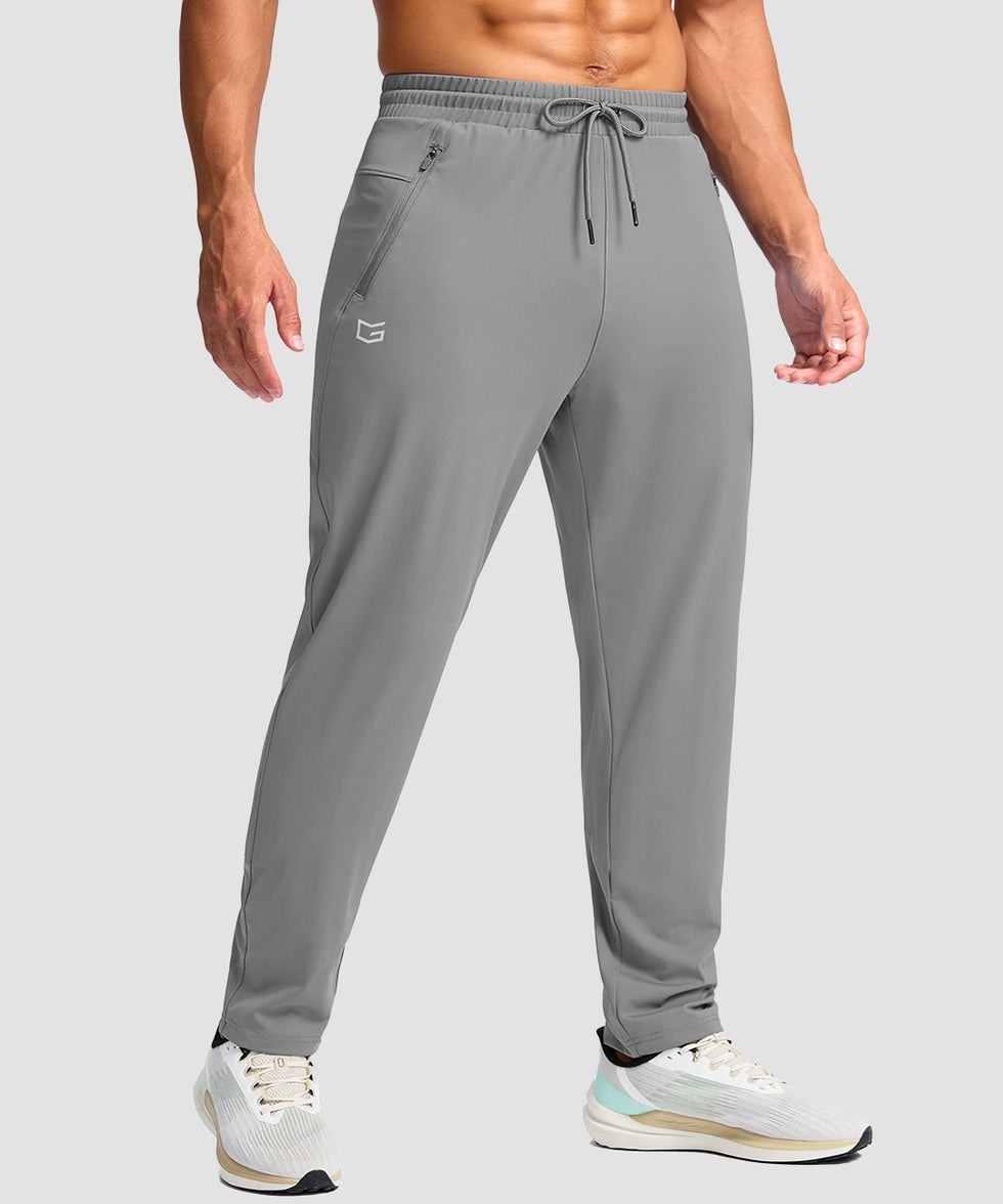 men's tall zip pocketed tapered pants 30"/32"/34"/36" in light gray - front view