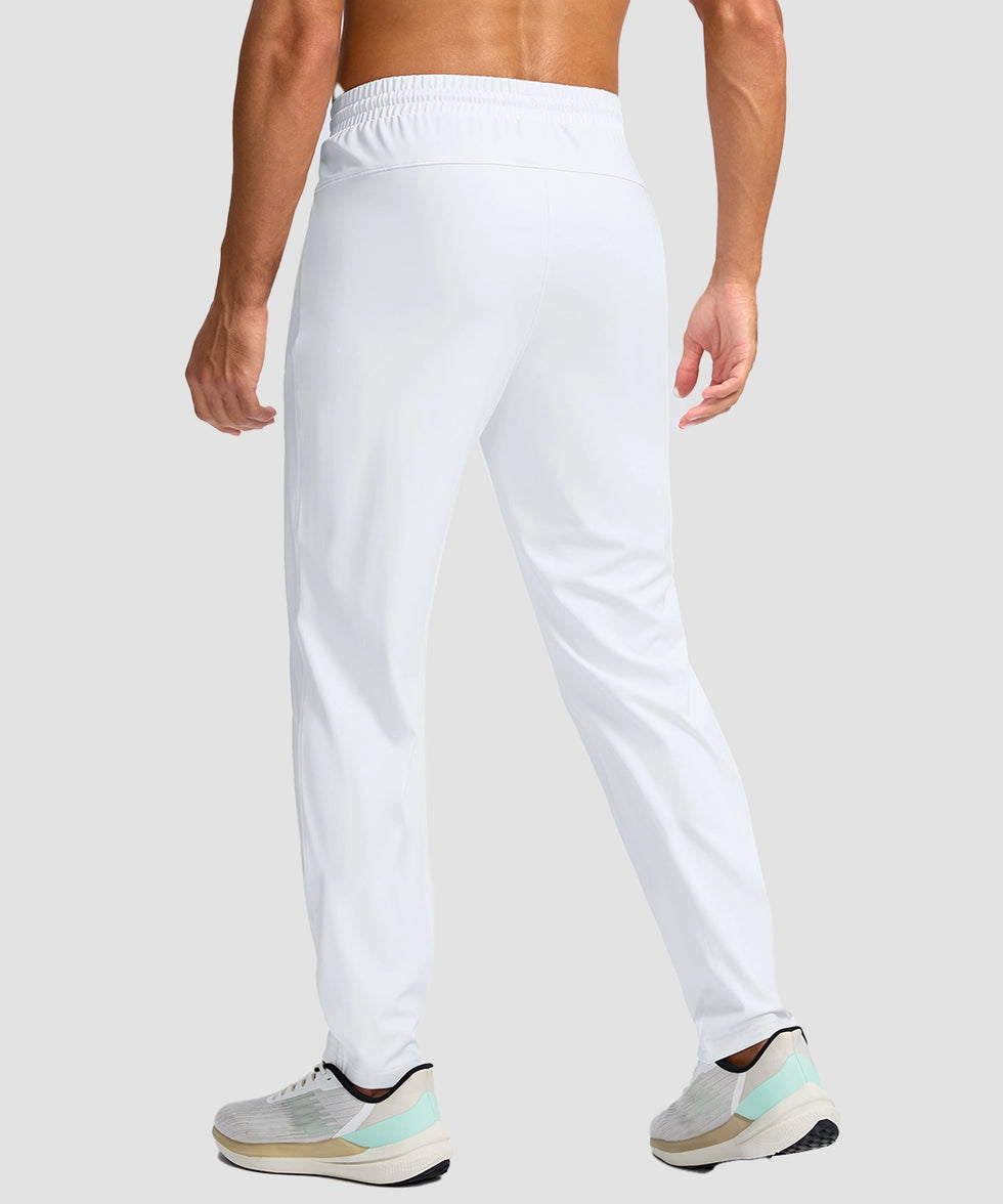 men's tall zip pocketed tapered pants 30"/32"/34"/36" in white - back view