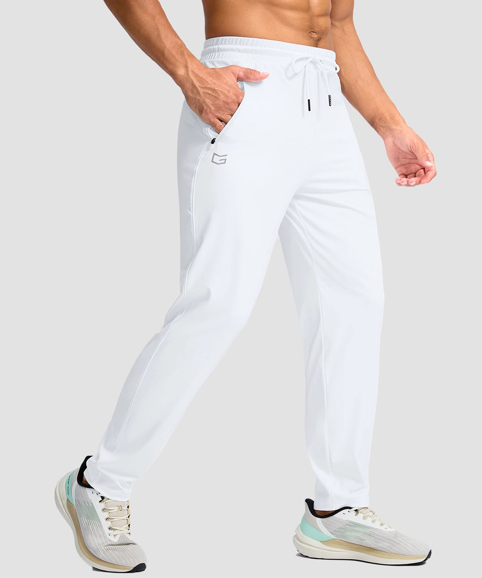 men's tall zip pocketed tapered pants 30"/32"/34"/36" in white - side view
