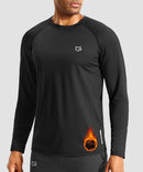 men's thermal base layer long sleeve in black - front view