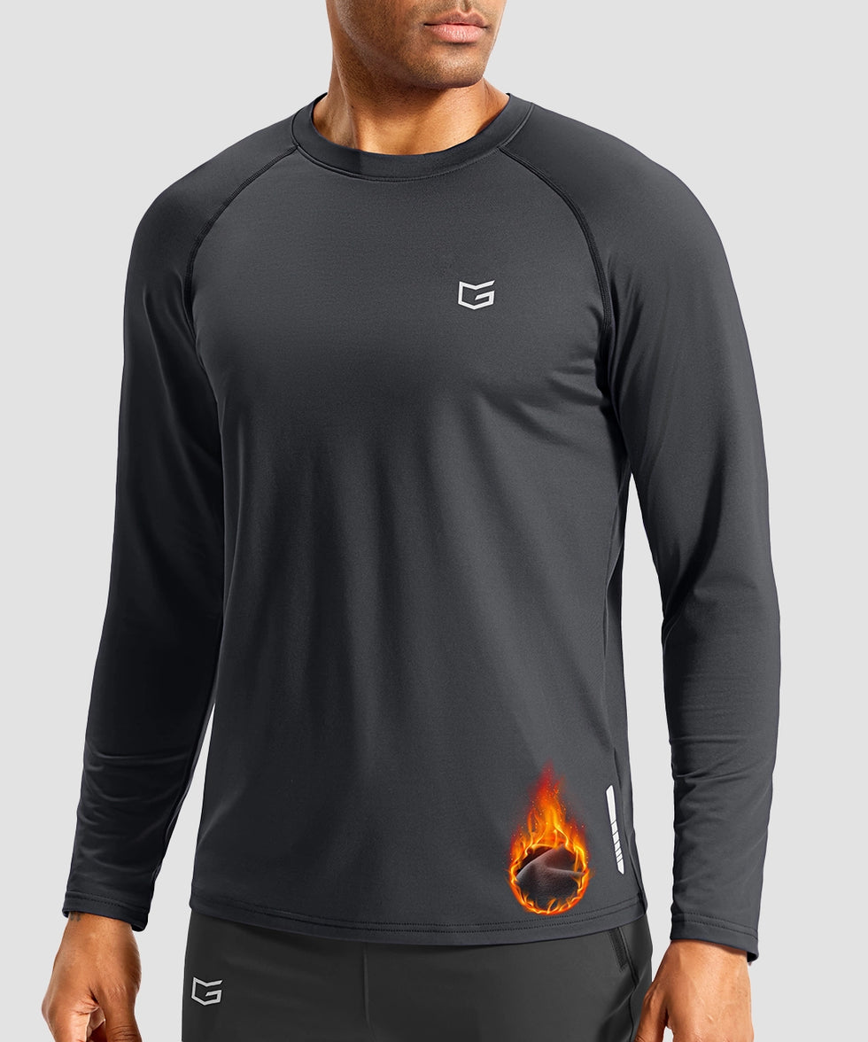 men's thermal base layer long sleeve in dark gray - front view