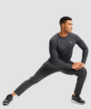 men's thermal base layer long sleeve in dark gray - side view